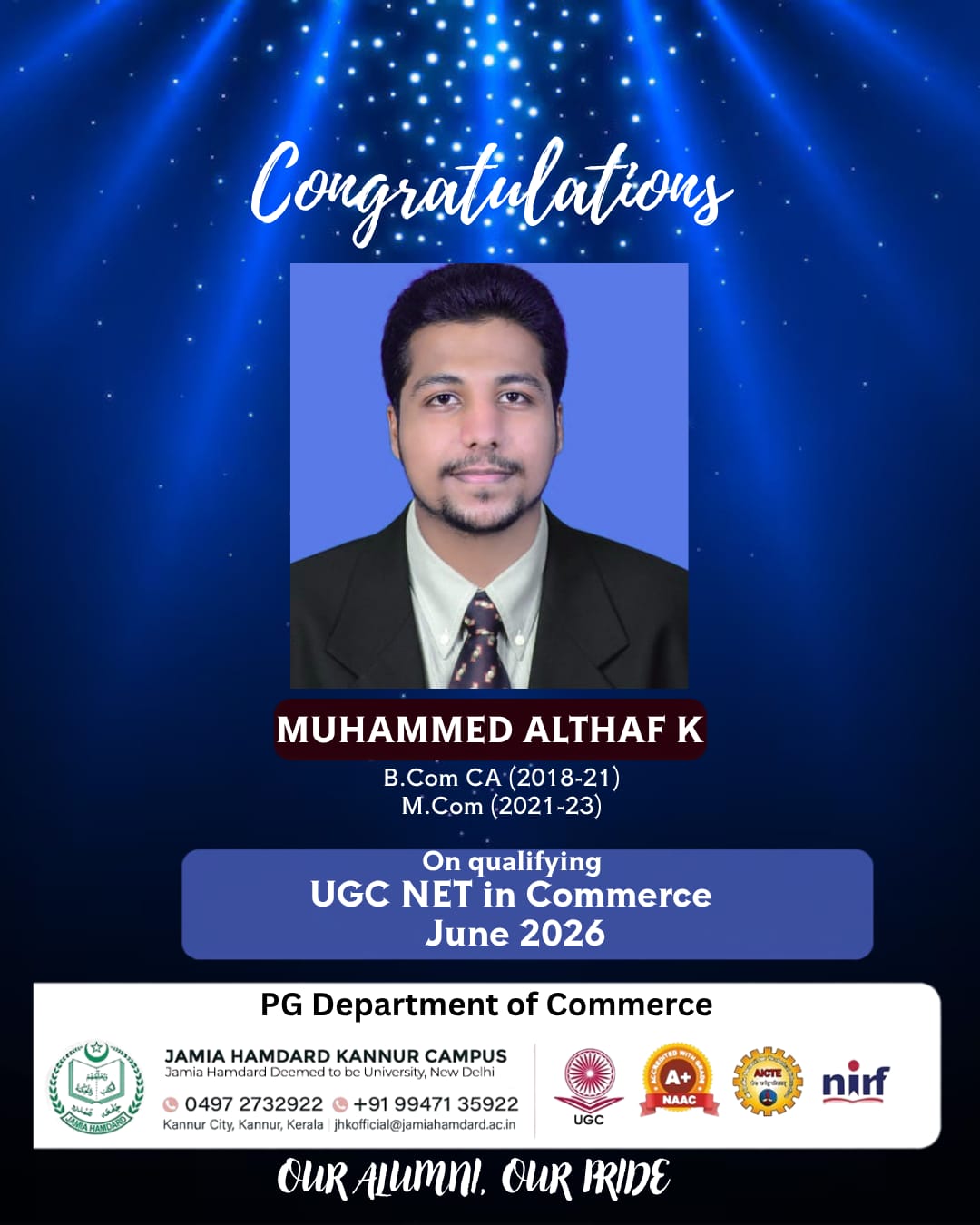 UGC NET Qualified in Commerce – A Proud Alumni Achievement
